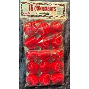 Vintage Pyramid Red Satin Silk Christmas Ornaments 15 Pack Unbreakable USA‎ Made